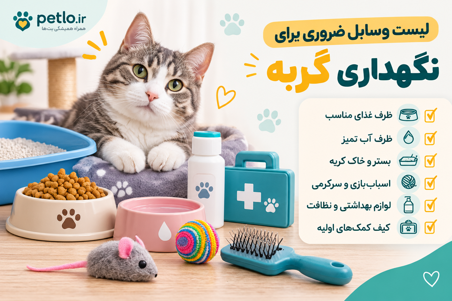 وسایل ضروری برای نگهداری گربه